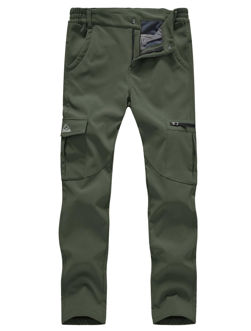 Gopune Women's Snow Ski Waterproof Softshell Snowboard Pants Outdoor Hiking Fleece Lined (Army Green,L) - Image 1
